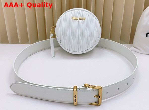 Miu Miu Belt with Round Matelasse Pouch in White Replica