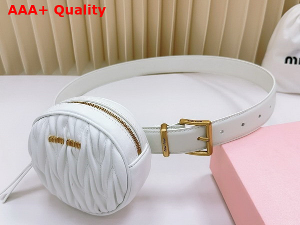 Miu Miu Belt with Round Matelasse Pouch in White Replica