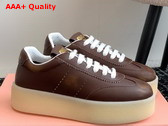 Miu Miu Bleached Leather Sneakers in Brown 5E278E Replica