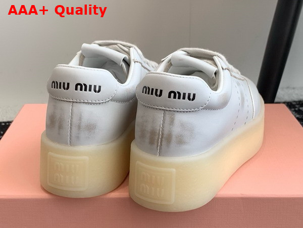 Miu Miu Bleached Leather Sneakers in White 5E278E Replica