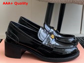 Miu Miu Brushed Leather Loafers in Black 5D276E Replica