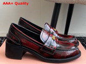 Miu Miu Brushed Leather Loafers in Crimson 5D276E Replica