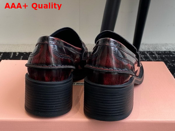 Miu Miu Brushed Leather Loafers in Crimson 5D276E Replica