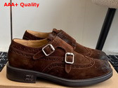 Miu Miu Churchs X Miu Miu Suede Monk Strap Brogues Dark Brown 5E039E Replica