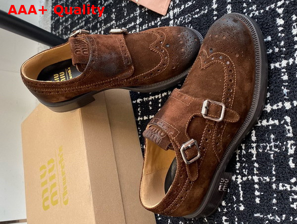 Miu Miu Churchs X Miu Miu Suede Monk Strap Brogues Dark Brown 5E039E Replica