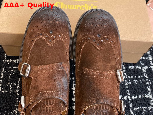 Miu Miu Churchs X Miu Miu Suede Monk Strap Brogues Dark Brown 5E039E Replica