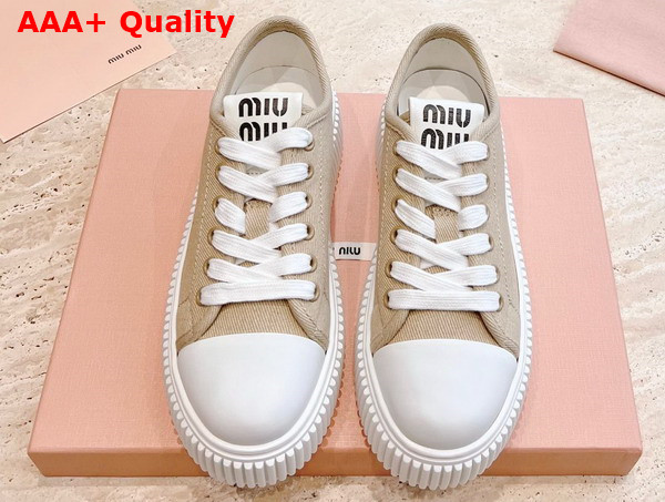 Miu Miu Denim Sneakers in Colonial Beige 5E889D Replica