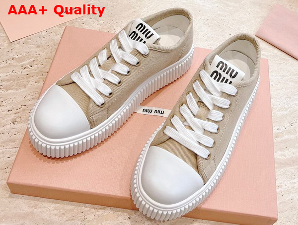 Miu Miu Denim Sneakers in Colonial Beige 5E889D Replica