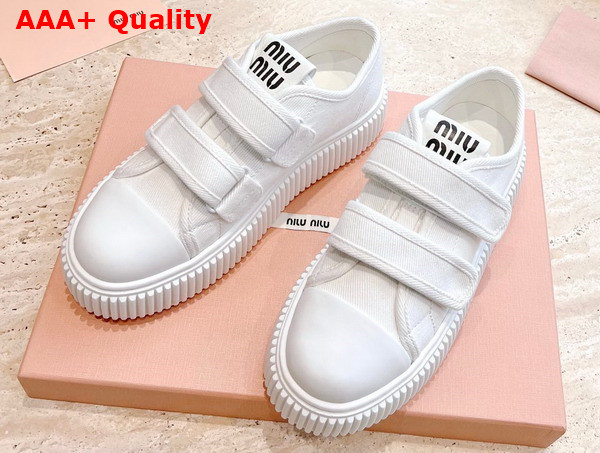 Miu Miu Denim Sneakers in White 5E890D Replica