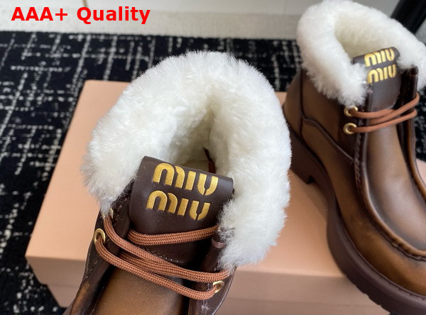 Miu Miu Fume Leather Booties in Sienna 5T965D Replica