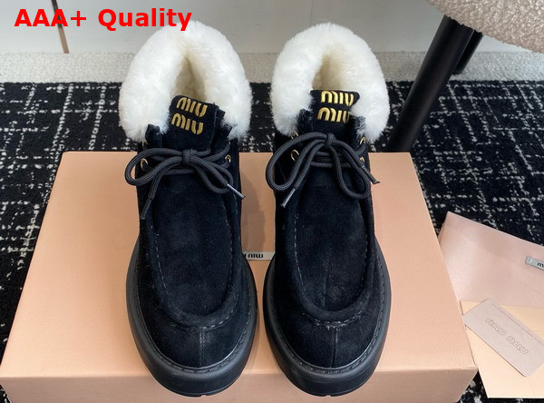 Miu Miu Fume Suede Booties in Black 5T965D Replica