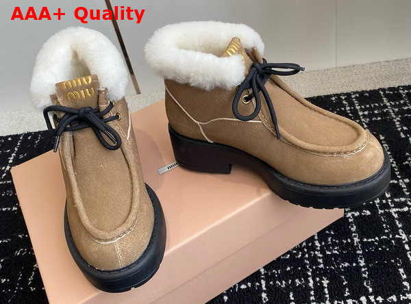 Miu Miu Fume Suede Booties in Tan 5T965D Replica