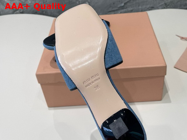 Miu Miu Heeled Denim Slides in Blue and Black Replica