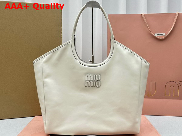 Miu Miu IVY Leather Bag in Chalk White 5BG276 Replica