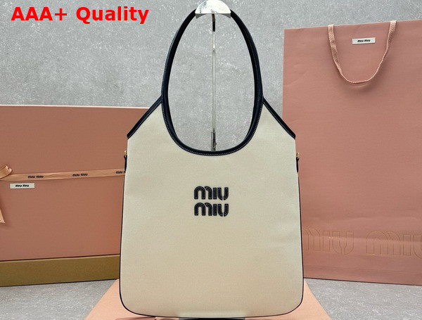 Miu Miu Ivy Canvas Bag in Beige and Blue 5BG231 Replica