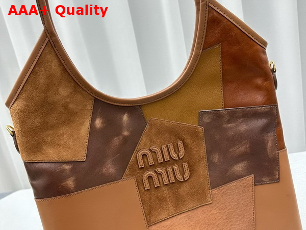 Miu Miu Ivy Leather Patchwork Bag in Cognac 5BG231 Replica