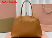 Miu Miu Large Leather Top Handle Bag in Cognac 5BA289 Replica