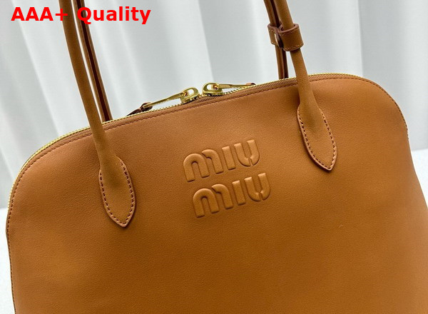 Miu Miu Large Leather Top Handle Bag in Cognac 5BA289 Replica