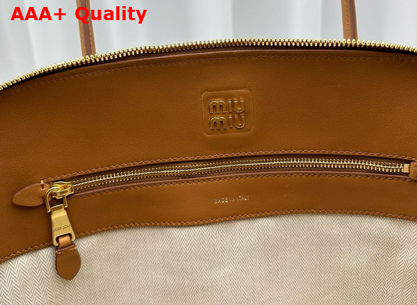 Miu Miu Large Leather Top Handle Bag in Cognac 5BA289 Replica