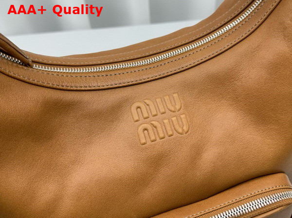 Miu Miu Large Pocket Nappa Leather Bag in Caramel Washed Leather Replica