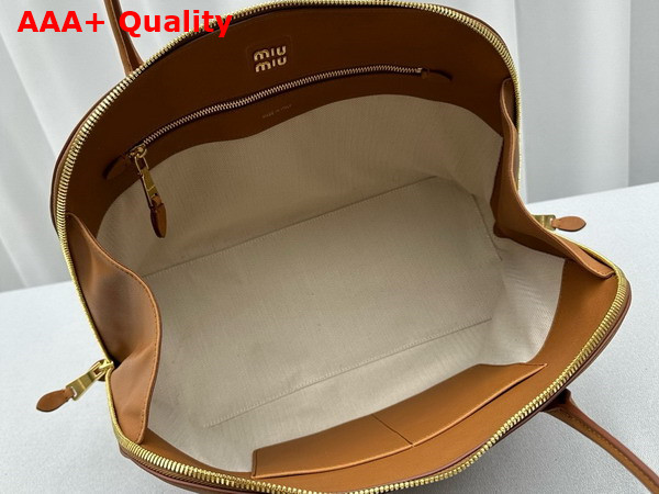 Miu Miu Leather Bag in Cognac 5BA289 Replica