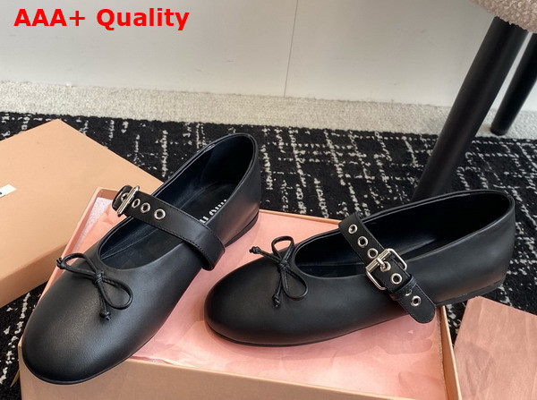 Miu Miu Leather Ballerinas in Black 5F210E Replica