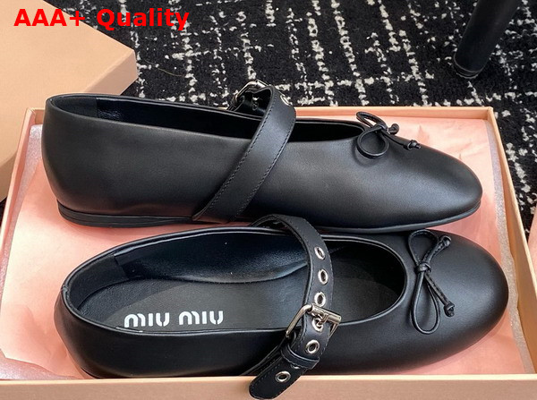 Miu Miu Leather Ballerinas in Black 5F210E Replica