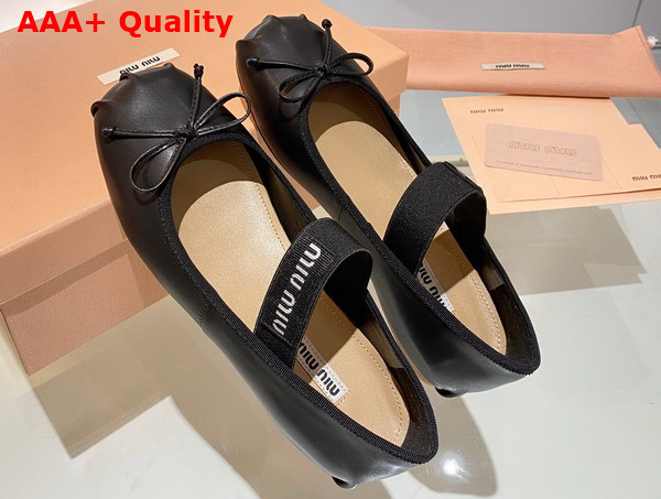 Miu Miu Leather Ballerinas in Black 5F794D Replica