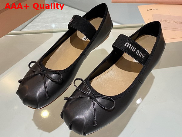 Miu Miu Leather Ballerinas in Black 5F794D Replica