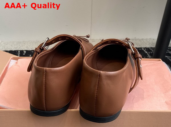 Miu Miu Leather Ballerinas in Cognac Brown 5F210E Replica