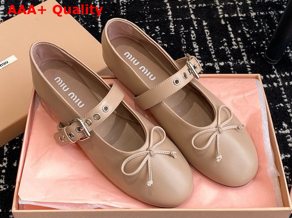 Miu Miu Leather Ballerinas in Nude 5F210E Replica