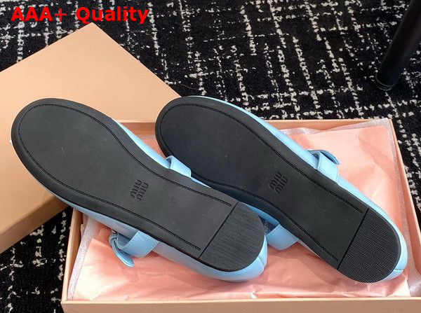 Miu Miu Leather Ballerinas in Sky Blue 5F210E Replica