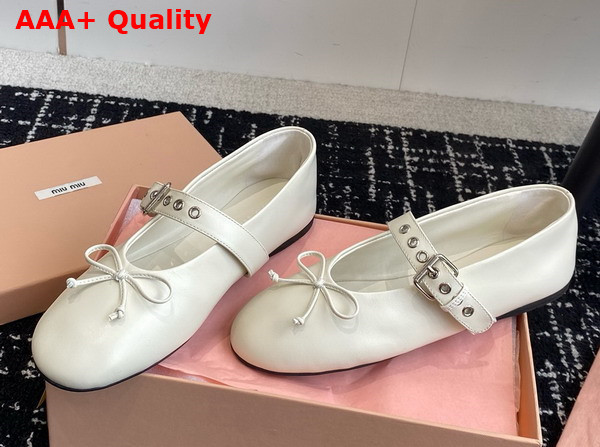 Miu Miu Leather Ballerinas in White 5F210E Replica