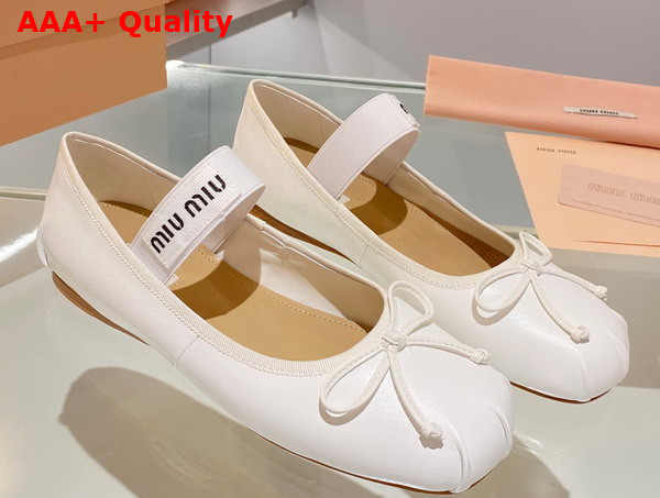 Miu Miu Leather Ballerinas in White 5F794D Replica