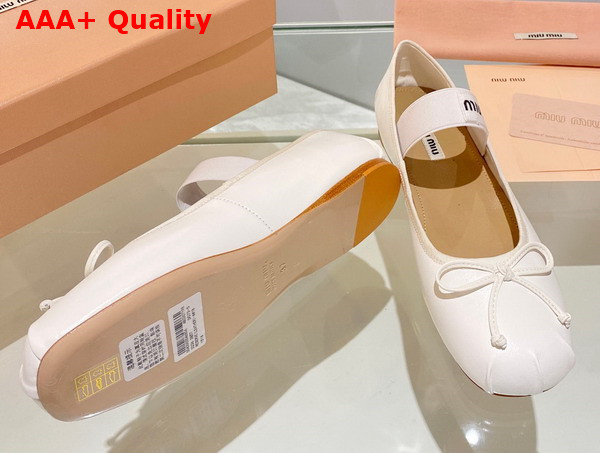 Miu Miu Leather Ballerinas in White 5F794D Replica