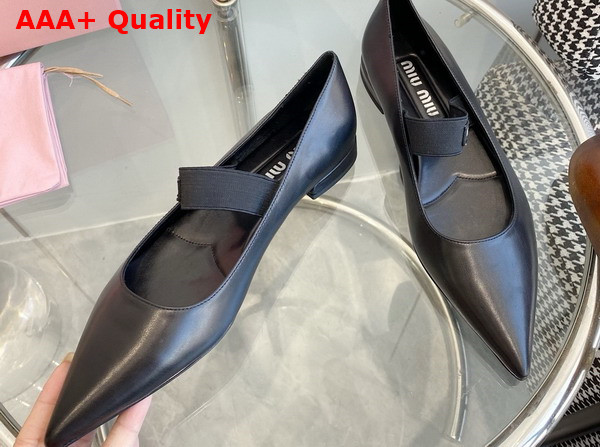 Miu Miu Leather Ballet Flats in Black Replica