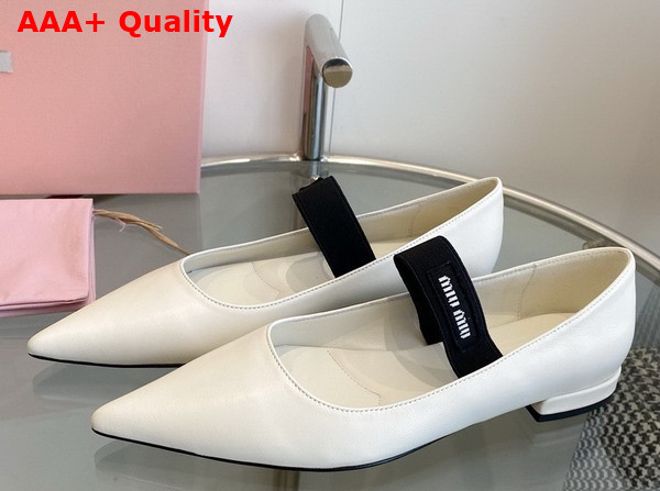 Miu Miu Leather Ballet Flats in White Replica