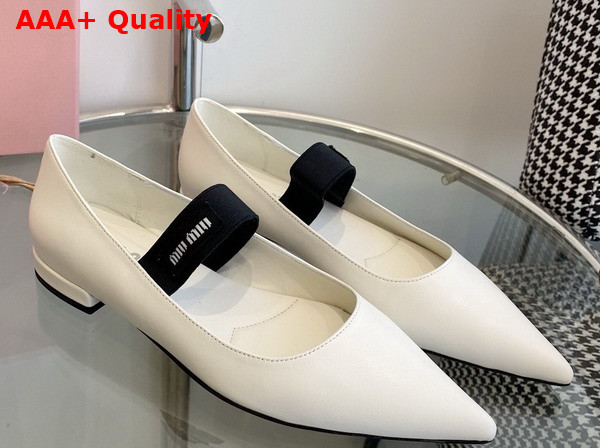 Miu Miu Leather Ballet Flats in White Replica