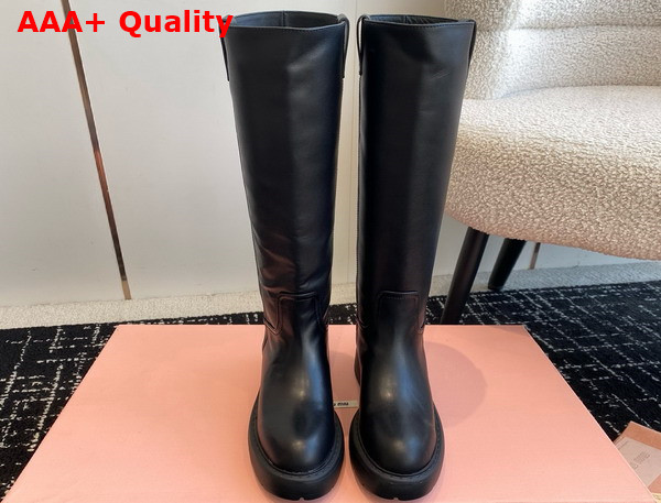 Miu Miu Leather Boots in Black 5W971D Replica