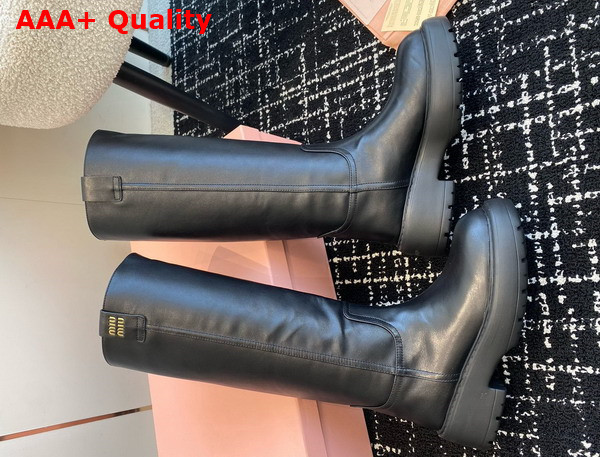 Miu Miu Leather Boots in Black 5W971D Replica