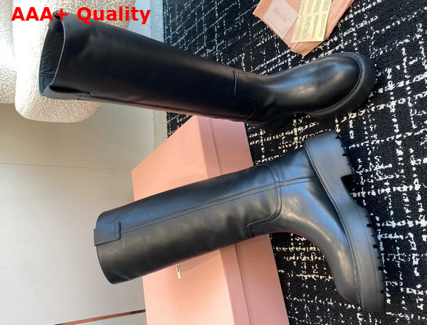 Miu Miu Leather Boots in Black 5W971D Replica