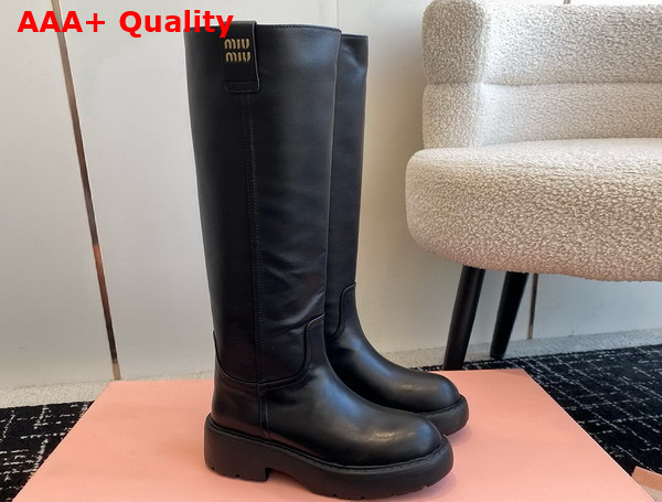 Miu Miu Leather Boots in Black 5W971D Replica