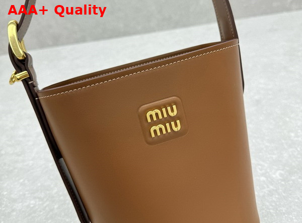 Miu Miu Leather Bucket Bag in Caramel Replica