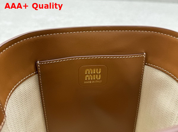 Miu Miu Leather Bucket Bag in Caramel Replica