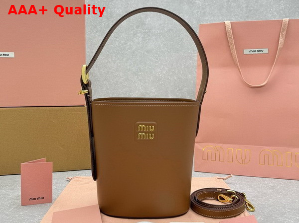 Miu Miu Leather Bucket Bag in Caramel Replica