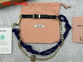 Miu Miu Leather Cord and Metal Trick Black and Baltic Blue 5TL510 Replica