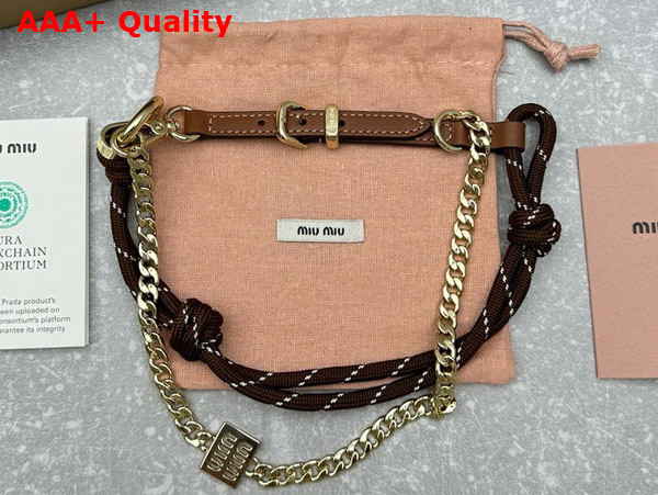 Miu Miu Leather Cord and Metal Trick Cognac and Tobacco 5TL510 Replica