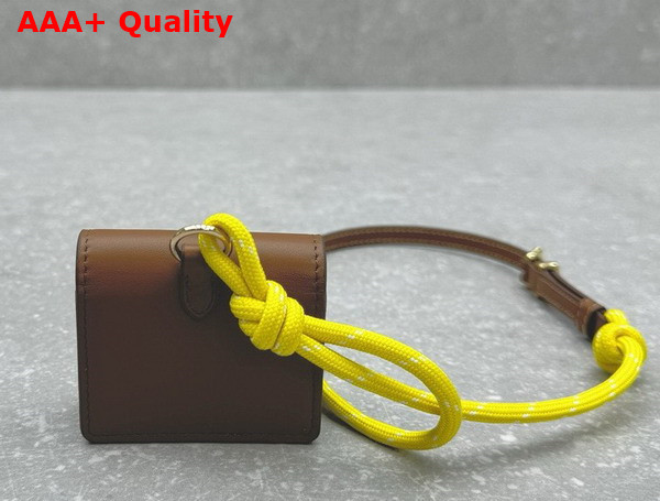 Miu Miu Leather Cord and Metal Trick with Mini Pouch Cognac and Yellow 5TL515 Replica