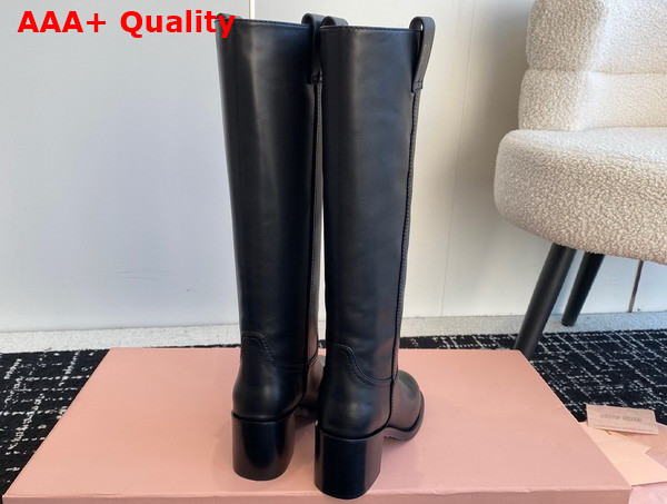 Miu Miu Leather High Boots in Black 5W967D Replica