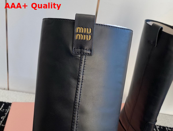 Miu Miu Leather High Boots in Black 5W967D Replica